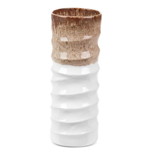 Wazon EUROFIRANY Erina 04 12 x 31 cm Biało-brązowy