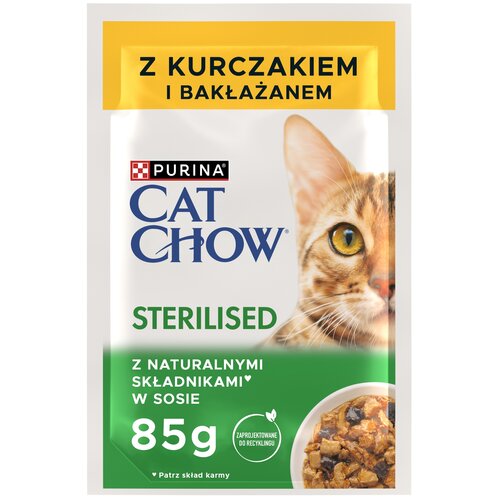 Karma dla kota CAT CHOW Sterilised z kurczakiem i bakłażanem w sosie 85 g