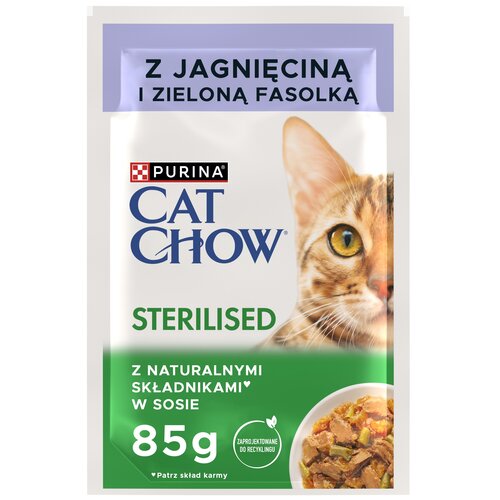 Karma dla kota CAT CHOW Sterilised z jagnięciną i zieloną fasolką w sosie 85 g