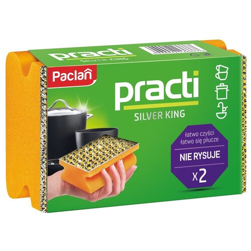 Gąbka do mycia naczyń PACLAN Practi silver king (2 sztuki)