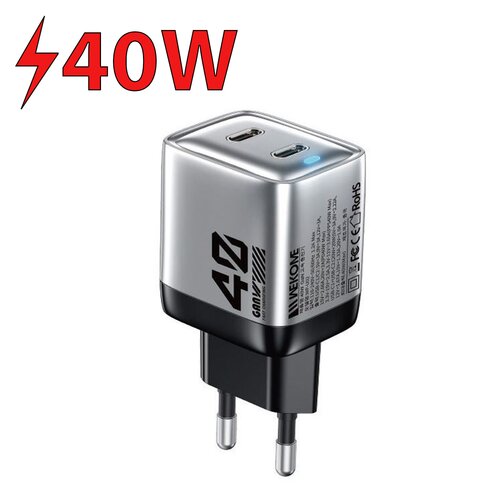 Ładowarka sieciowa WEKOME WP-U02 Mecha Series 40W GaN Srebrny