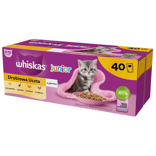 Karma dla kota WHISKAS Junior Drobiowa Uczta (40 x 85 g)