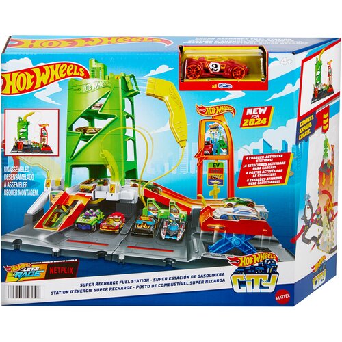 Tor Hot Wheels City Superstacja ładowania samochodów HTN79