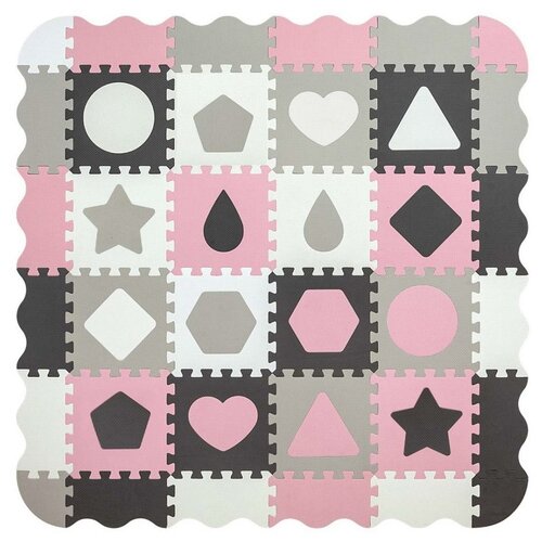 Mata piankowa MILLY MALLY Puzzle Jolly 148 x 148 x 1.2 cm (36 elementów) Różowo-szary
