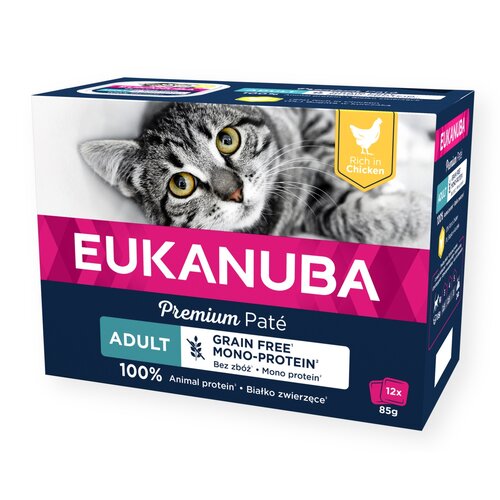 Karma dla kota EUKANUBA Adult Grain Free Mono Protein Kurczak (12 x 85 g)