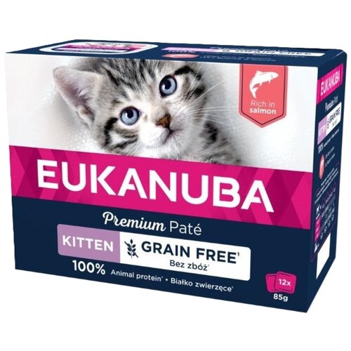 Karma dla kota EUKANUBA Grain Free Kitten Łosoś (12 x 85 g)