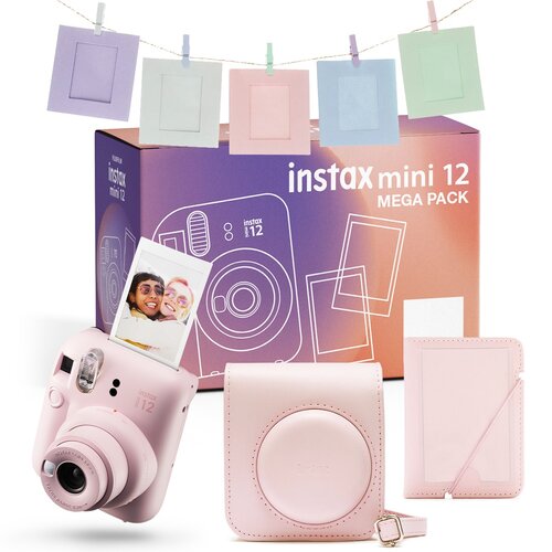 Aparat FUJIFILM Instax Mini 12 Różowy Pokrowiec + Album + Ramki + Sznurek + Klamerki