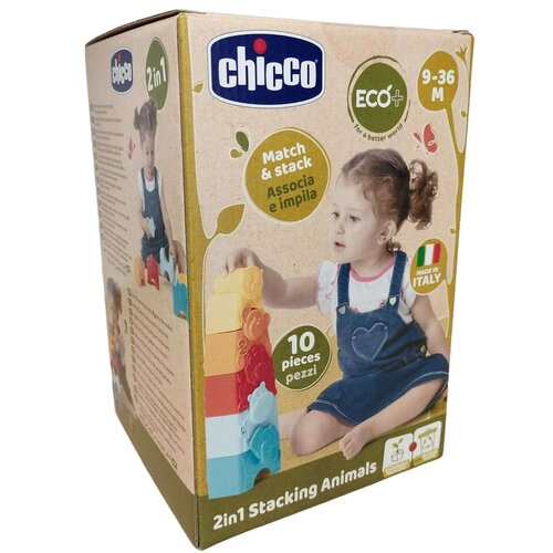 Zabawka edukacyjna CHICCO Eco+ Wieża 2w1 Zwierzątka 11570000000