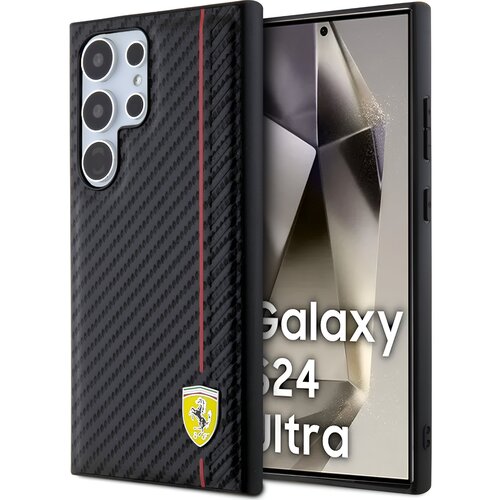 Etui FERRARI Carbon Printed Line do Samsung Galaxy S24 Ultra Czarny