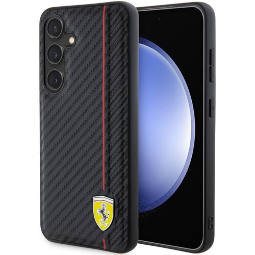 Etui FERRARI Carbon Printed Line do Samsung Galaxy S24+ Czarny