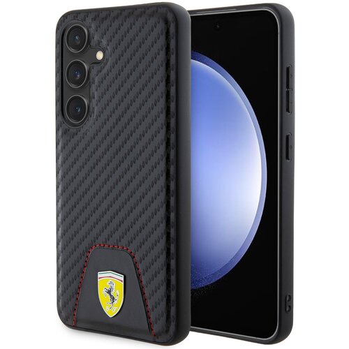 Etui FERRARI Carbon Stitched Bottom do Samsung Galaxy S24+ Czarny