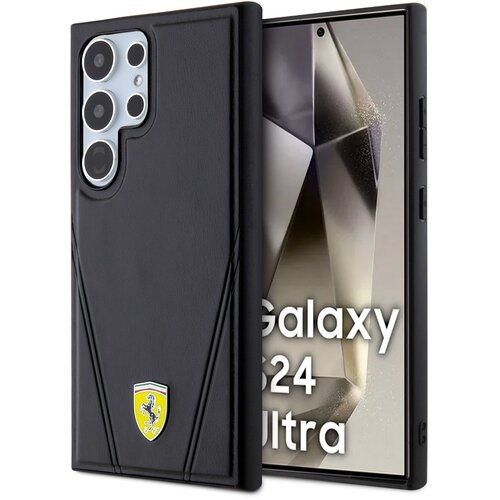 Etui FERRARI Hot Stamp V Lines MagSafe do Samsung Galaxy S24 Ultra Czarny