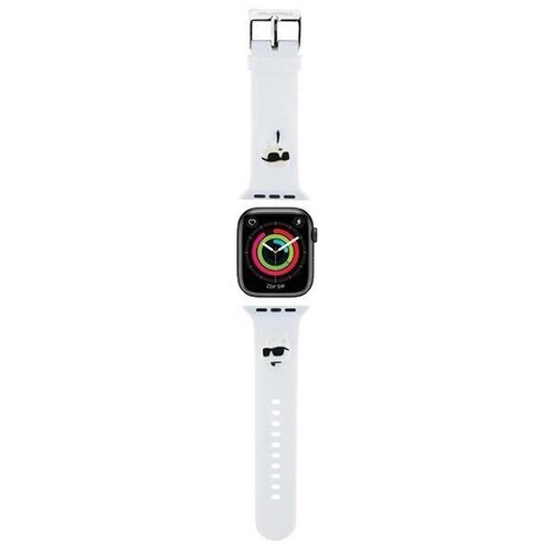 Pasek KARL LAGERFELD 3D Rubber Karl & Choupette Heads do Apple Watch (38/40/41mm) Biały
