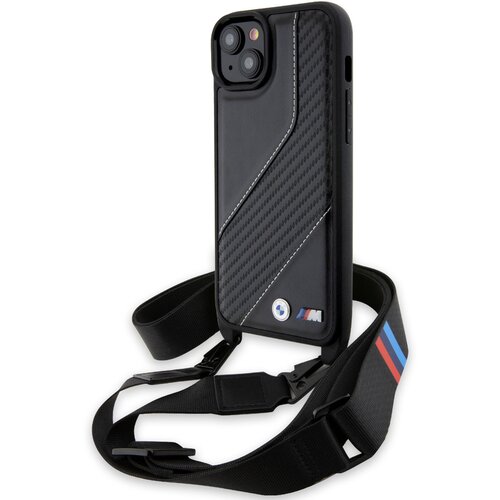 Etui BMW M Edition Carbon Stripe Strap do Apple iPhone 15 Plus/14 Plus Czarny