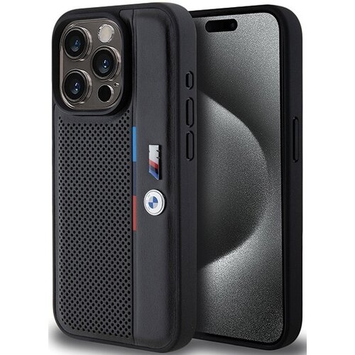 Etui BMW Perforated Tricolor Line do Apple iPhone 15 Pro Max Czarny