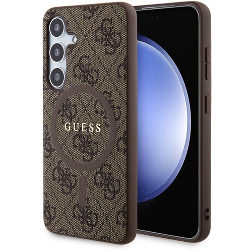 Etui GUESS 4G Collection Leather Metal Logo MagSafe do Samsung Galaxy S24 Brązowy
