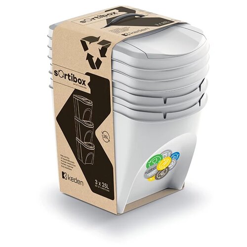 Kosz na śmieci PROSPERPLAST Sortibox IKWB25S3-427C (3x25L) Szary
