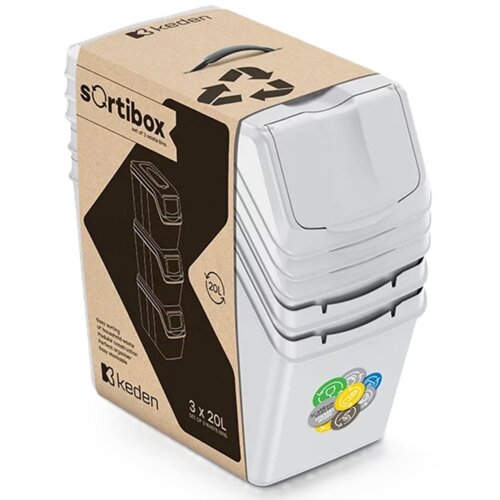 Kosz na śmieci PROSPERPLAST Sortibox ISWB20S3-427C (3x20L) Popielaty