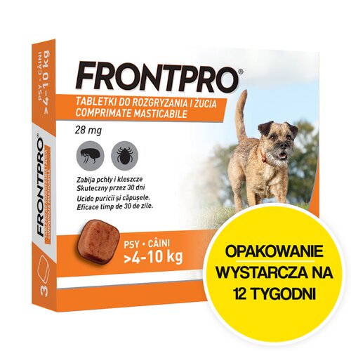Tabletka przeciw pchłom i kleszczom FRONTPRO M (4 - 10 kg) Ochrona przez 12 tygodni