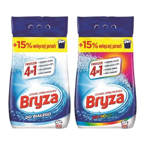 Proszek do prania BRYZA 4w1 Color, White 2 x 6.82 kg