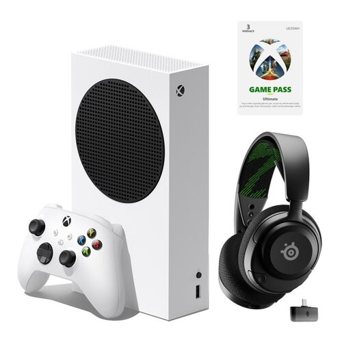 Konsola MICROSOFT XBOX Series S + 3mies Game Pass Ultimate + Słuchawki STEELSERIES Arctis Nova 4X