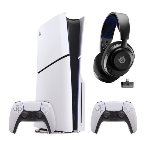 Konsola SONY PlayStation 5 Slim + 2 Kontrolery SONY DualSense Biały + Słuchawki STEELSERIES Arctis Nova 4P