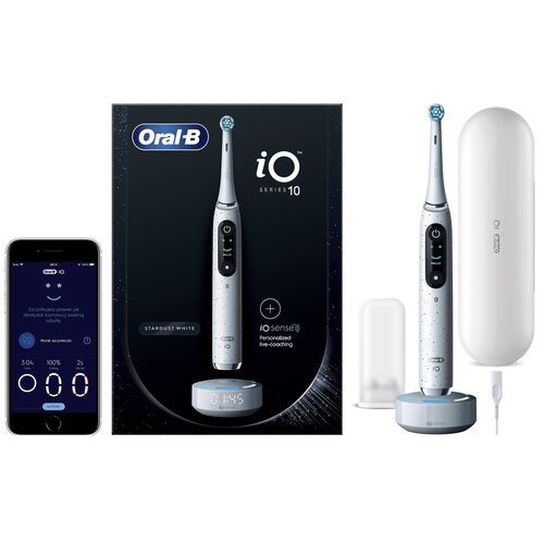 Szczoteczka magnetyczna ORAL-B iO 10 Biały + Pasta do zębów ORAL-B Professional Gum Intensive Care & Bacteria Guard 75 ml + Płyn do płukania jamy ustnej BIO MADENT Wybielający Konopny 500 ml + Nić dentystyczna ORAL-B Essential Floss (50 m)
