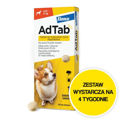 Tabletka przeciw pchłom i kleszczom ELANCO Adtab (5.5 - 11 kg) Ochrona przez 4 tygodnie