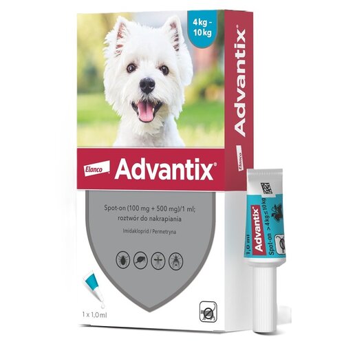 Krople na pchły i kleszcze BAYER Advantix Spot-on Małe psy (4-10 kg) 1 ml