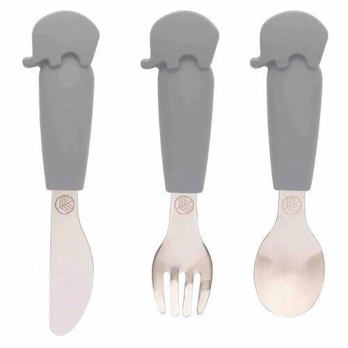 Zestaw sztućców ECO RASCALS Słonik Silver Szary (3 elementy)