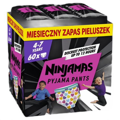 Pieluchomajtki PAMPERS Ninjamas Serduszka 7 (60 szt.)