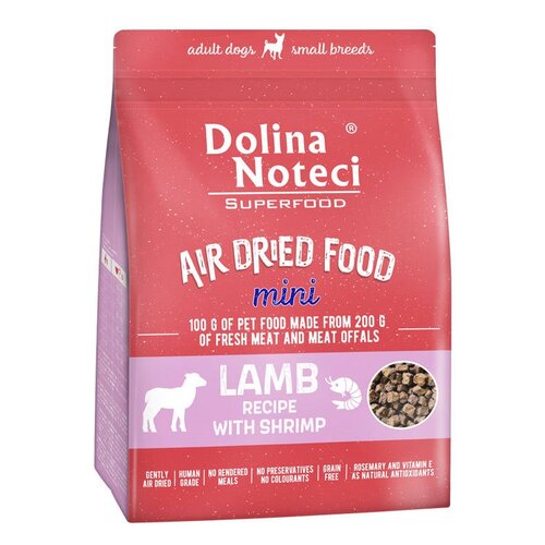 Karma dla psa suszona DOLINA NOTECI Superfood Mini Danie z jagnięciny z krewetką 1kg