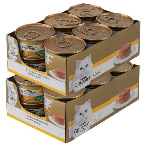 Karma dla kota GOURMET Gold Savoury Cake Kurczak i marchewka 12 x 85 g