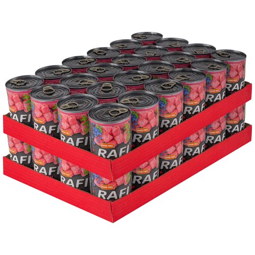 Karma dla psa RAFI Junior z cielęciną, żurawiną i borówką 48 x 400 g