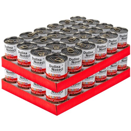 Karma dla psa DOLINA NOTECI Premium Junior bogata w serca wołowe 48 x 400 g