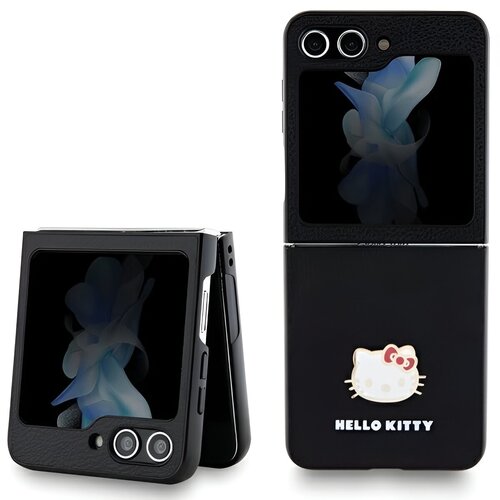 Etui HELLO KITTY Metal Logo Kitty Head do Samsung Galaxy Z Flip 5 Czarny