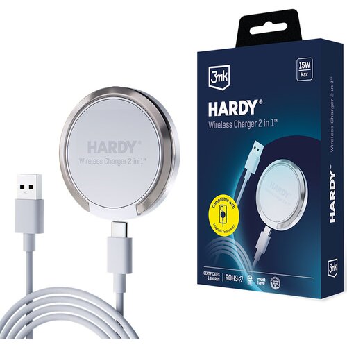 Ładowarka indukcyjna 3MK Hardy Wireless Charger 2in1 15W Biały