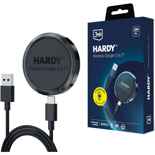 Ładowarka indukcyjna 3MK Hardy Wireless Charger 2in1 15W Czarny