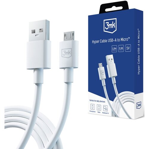 Kabel USB -  Micro USB 3MK Hyper Cable 1.2 m Biały