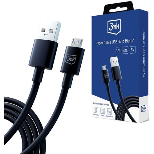 Kabel USB - Micro USB 3MK Hyper Cable 1.2 m Czarny