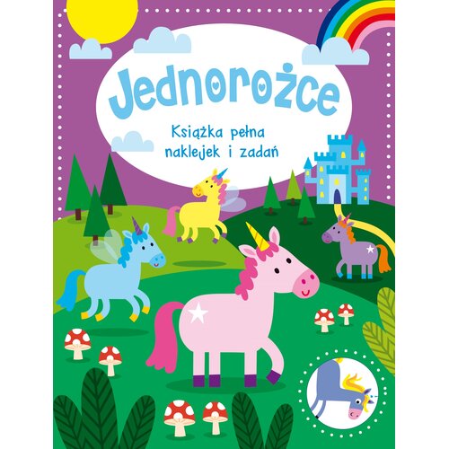 Książka z zadaniami Książka pełna naklejek i zadań Jednorożce (miękka okładka)