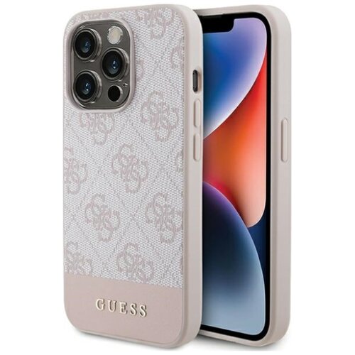 Etui GUESS 4G Bottom Stripe Metal Logo Collection do Apple iPhone 15 Pro Różowy