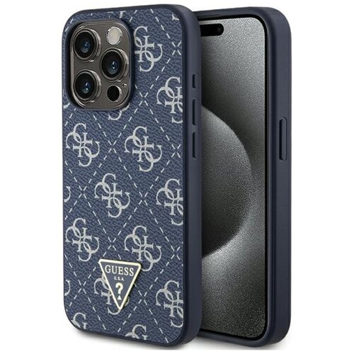 Etui GUESS 4G Triangle Metal Logo do Apple iPhone 15 Pro Niebieski