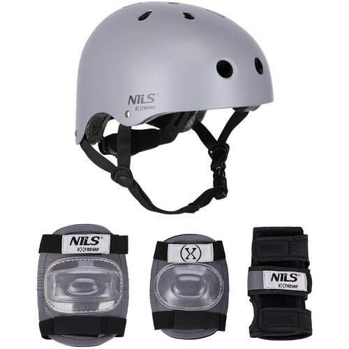 Kask NILS EXTREME MR290 Szary (rozmiar M) + Zestaw ochraniaczy