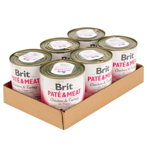 Karma dla psa BRIT Pate & Meat Puppy Kurczak z indykiem 6 x 800 g