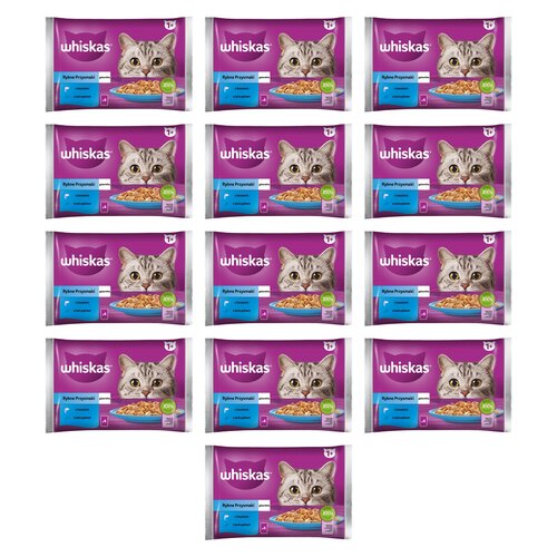 Karma dla kota WHISKAS Rybne Przysmaki Tuńczyk i Łosoś (52 x 85 g)