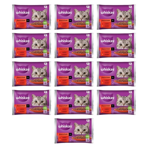 Karma dla kota WHISKAS Klasyczne Posiłki Wołowina z kurczakiem (52 x 85 g)