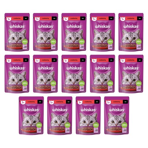 Karma dla kota WHISKAS Wołowina w sosie 14 x 85 g