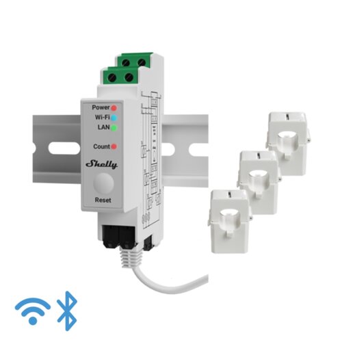 Miernik zużycia prądu SHELLY Pro 3EM-120A Wi-Fi Biały