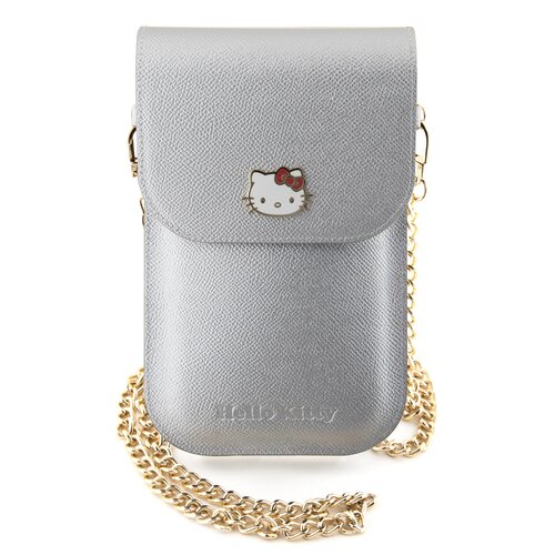 Torba HELLO KITTY Leather Metal Logo Chain Srebrny